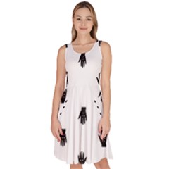 Vampire Hand Motif Graphic Print Pattern Knee Length Skater Dress With Pockets