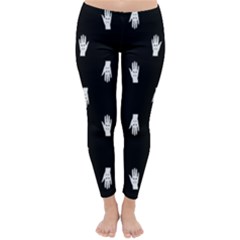 Vampire Hand Motif Graphic Print Pattern 2 Classic Winter Leggings by dflcprintsclothing