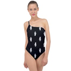 Vampire Hand Motif Graphic Print Pattern 2 Classic One Shoulder Swimsuit by dflcprintsclothing