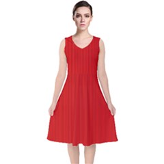 Zappwaits V-neck Midi Sleeveless Dress 