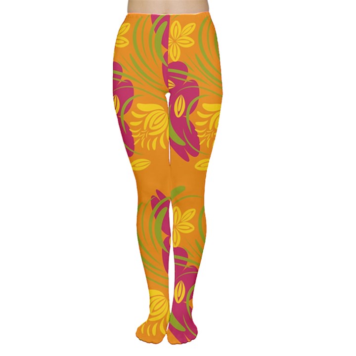 Folk floral pattern. Abstract flowers print. seamless pattern Tights