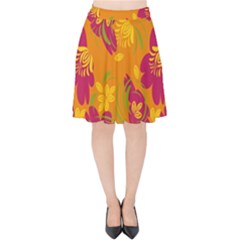 Folk Floral Pattern  Abstract Flowers Print  Seamless Pattern Velvet High Waist Skirt by Eskimos