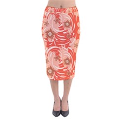 Folk Floral Pattern  Abstract Flowers Print  Seamless Pattern Velvet Midi Pencil Skirt by Eskimos