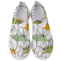 Flower Line Art Color Seamless Pattern Men s Slip On Sneakers by Kizuneko