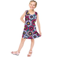 Daisy Colorfull Seamless Pattern Kids  Tunic Dress by Kizuneko