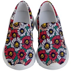 Daisy Colorfull Seamless Pattern Kids Lightweight Slip Ons by Kizuneko