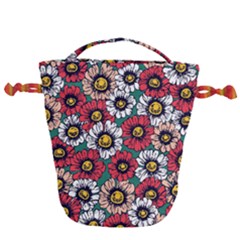 Daisy Colorfull Seamless Pattern Drawstring Bucket Bag by Kizuneko