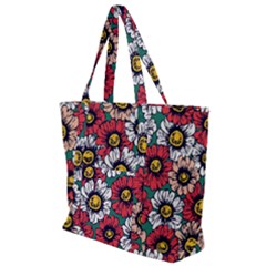 Daisy Colorfull Seamless Pattern Zip Up Canvas Bag by Kizuneko