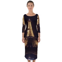 Tour Eiffel Paris Nuit Quarter Sleeve Midi Bodycon Dress by kcreatif