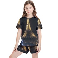 Tour Eiffel Paris Nuit Kids  Tee And Sports Shorts Set by kcreatif