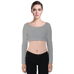 Chalice Silver Grey Velvet Long Sleeve Crop Top by FabChoice