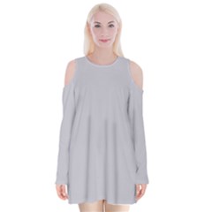 Cloudy Grey Velvet Long Sleeve Shoulder Cutout Dress by FabChoice