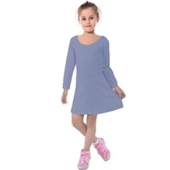 Cool Grey Kids  Long Sleeve Velvet Dress by FabChoice