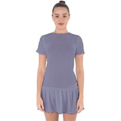 Cool Grey Drop Hem Mini Chiffon Dress