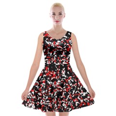 Patterntachesrougeblancnoir75 Velvet Skater Dress