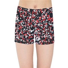 Patterntachesrougeblancnoir75 Kids  Sports Shorts