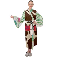 Palm tree Maxi Velour Kimono