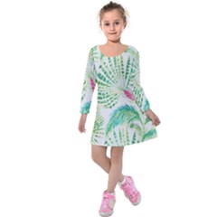  Palm Trees By Traci K Kids  Long Sleeve Velvet Dress by tracikcollection