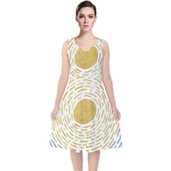 Sunshine Painting V-neck Midi Sleeveless Dress  by goljakoff