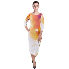 Autumn Paint Quarter Sleeve Midi Velour Bodycon Dress by goljakoff
