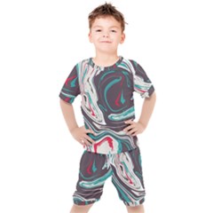 Vector Vivid Marble Pattern 1 Kids  Tee And Shorts Set by goljakoff