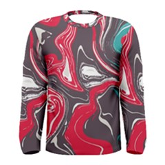 Red Vivid Marble Pattern 3 Men s Long Sleeve Tee by goljakoff