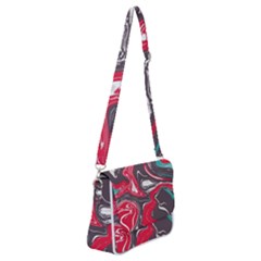 Red Vivid Marble Pattern 3 Shoulder Bag With Back Zipper by goljakoff