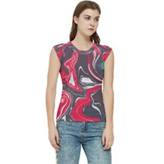 Red Vivid Marble Pattern 3 Women s Raglan Cap Sleeve Tee by goljakoff