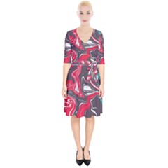 Red Vivid Marble Pattern 3 Wrap Up Cocktail Dress by goljakoff