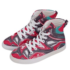 Red Vivid Marble Pattern 3 Men s Hi-top Skate Sneakers by goljakoff