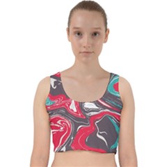 Red Vivid Marble Pattern 3 Velvet Racer Back Crop Top by goljakoff