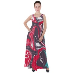 Red Vivid Marble Pattern 3 Empire Waist Velour Maxi Dress by goljakoff