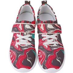 Red Vivid Marble Pattern 3 Men s Velcro Strap Shoes by goljakoff