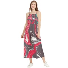 Red Vivid Marble Pattern 3 Boho Sleeveless Summer Dress by goljakoff