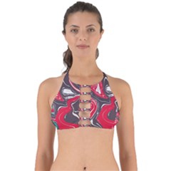 Red Vivid Marble Pattern 3 Perfectly Cut Out Bikini Top by goljakoff