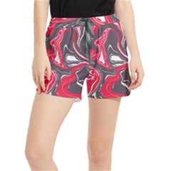 Red Vivid Marble Pattern 3 Runner Shorts