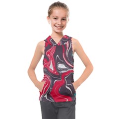 Red Vivid Marble Pattern 3 Kids  Sleeveless Hoodie by goljakoff