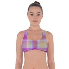 Yellow Squares In Pink Got No Strings Sports Bra by JustToWear