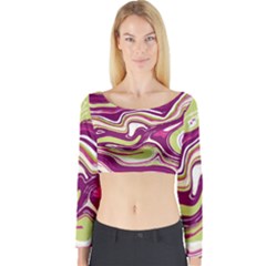 Vector Vivid Marble Pattern 5 Long Sleeve Crop Top by goljakoff