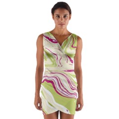 Green Vivid Marble Pattern 6 Wrap Front Bodycon Dress by goljakoff