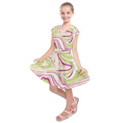 Green Vivid Marble Pattern 6 Kids  Short Sleeve Dress by goljakoff