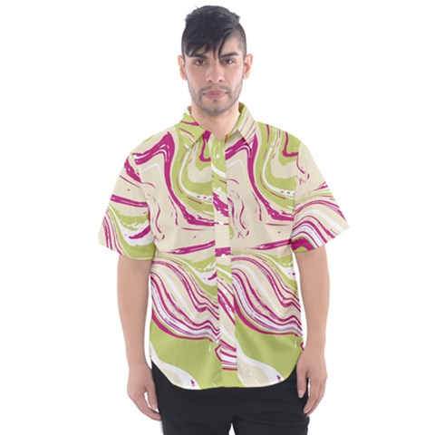 Green Vivid Marble Pattern 6 Men s Short Sleeve Shirt by goljakoff