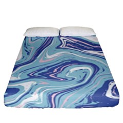 Blue Vivid Marble Pattern 9 Fitted Sheet (california King Size) by goljakoff