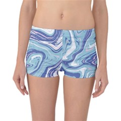 Blue Vivid Marble Pattern 9 Reversible Boyleg Bikini Bottoms by goljakoff