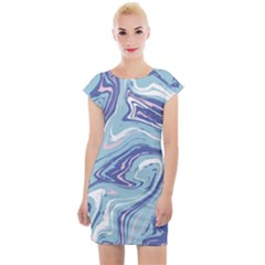 Blue Vivid Marble Pattern 9 Cap Sleeve Bodycon Dress by goljakoff