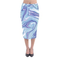 Blue Vivid Marble Pattern 9 Velvet Midi Pencil Skirt by goljakoff