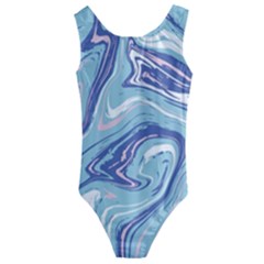 Blue Vivid Marble Pattern 9 Kids  Cut-out Back One Piece Swimsuit by goljakoff