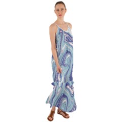 Blue Vivid Marble Pattern 9 Cami Maxi Ruffle Chiffon Dress by goljakoff