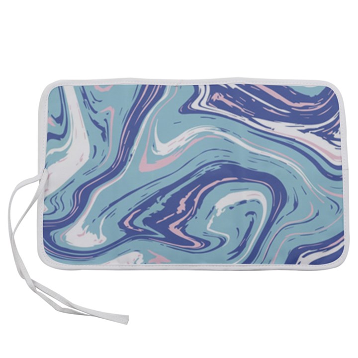 Blue Vivid Marble Pattern 9 Pen Storage Case (M)