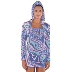 Vector Vivid Marble Pattern 10 Long Sleeve Hooded T-shirt by goljakoff